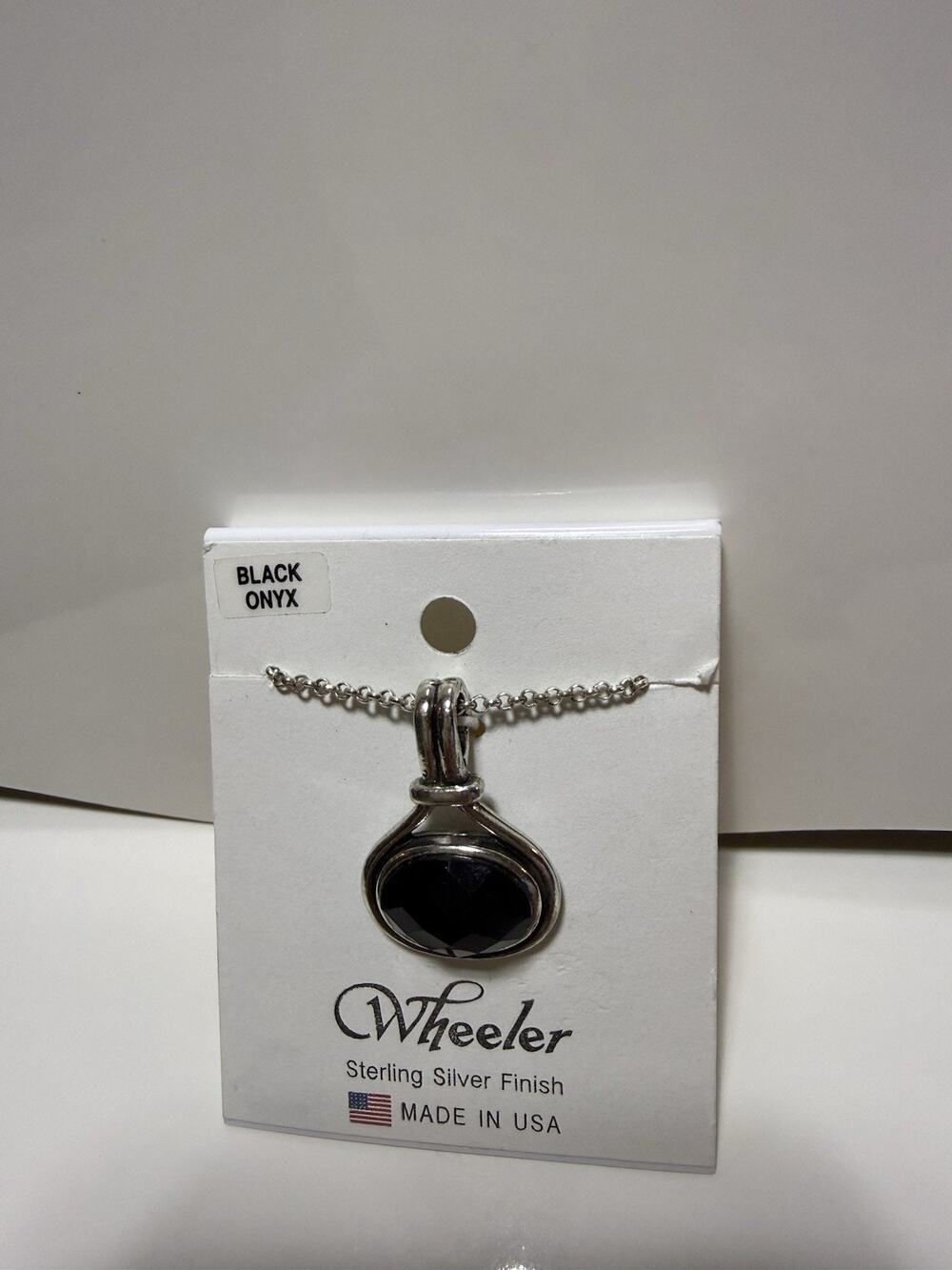 Wheeler Black Onyx Pendant Sterling Silver Finish Vintage Y2K Classic Minimalist